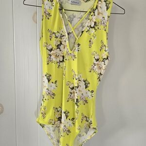 Floral Print Yellow Bodysuit
